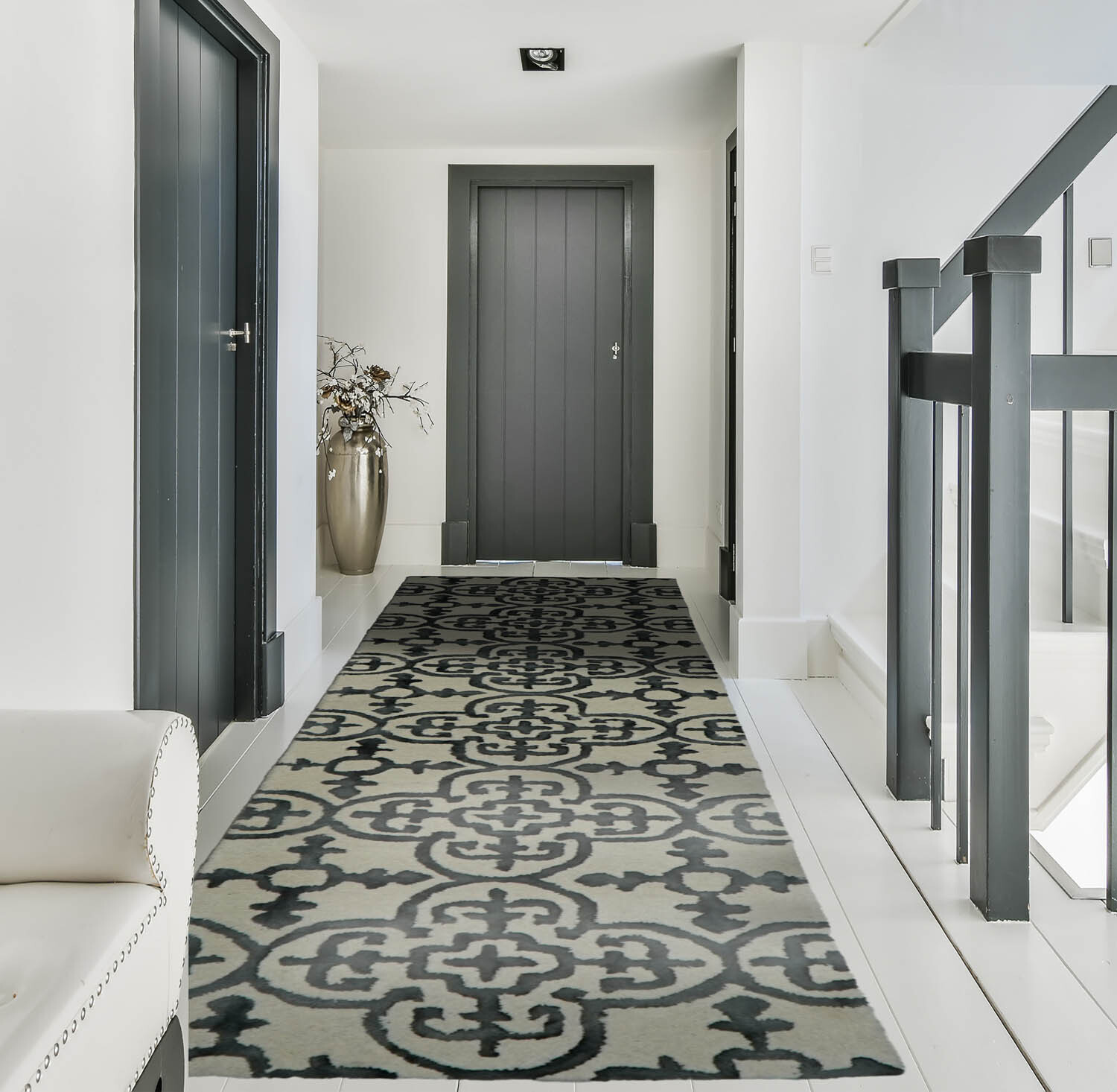 2’3”x10′ Ivory Hand Tufted Transitional Wool Oriental Area Rug