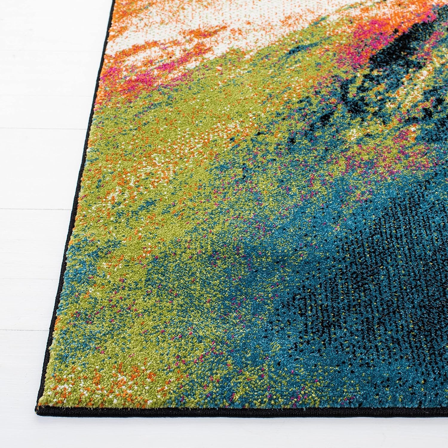 Galaxy Collection Area Rug – 6’7″ X 9′, Blue & Orange, Modern Abstract Design, N