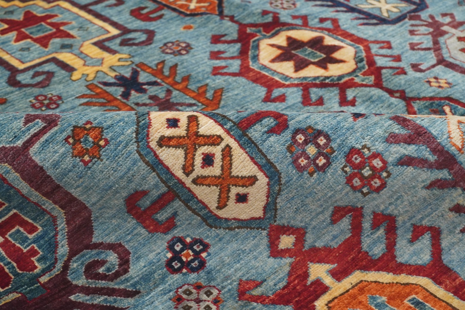 5×7 ft Blue Oushak Afghan Hand Knotted Wool Area Rug
