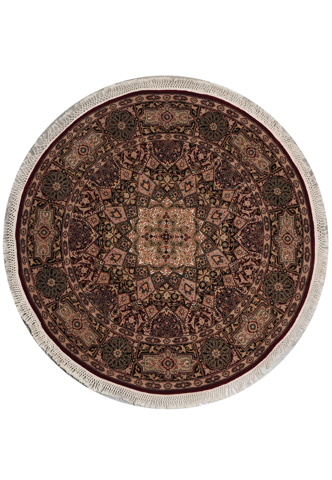 5 x 5 Feet Round Wool and Silk Rug Dom #F-4503