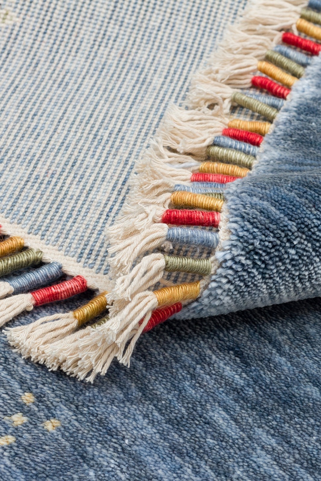 Handwoven Turkish Oushak Rug 5×5 Ft Round Blue Geometric Wool Area Rug