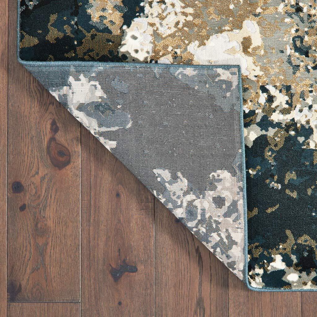 6′ X 9′ Ivory Navy Abstract Marble Indoor Area Rug