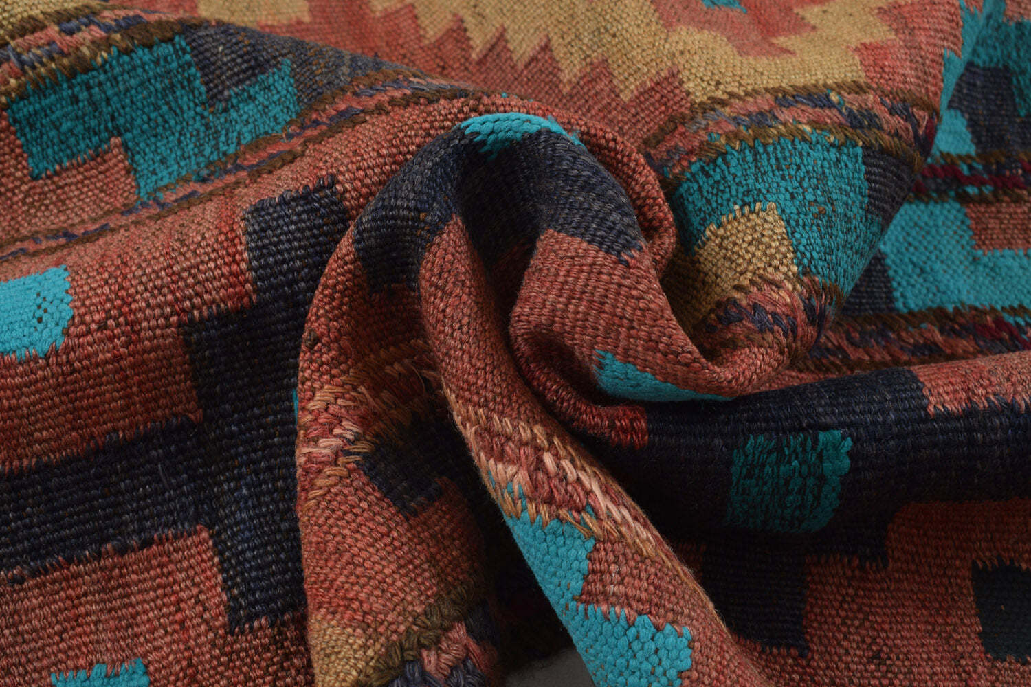 7′ x 9′ Old Afghan Handmade kilim Flat Weave Wool Rug Double Sided # P1222