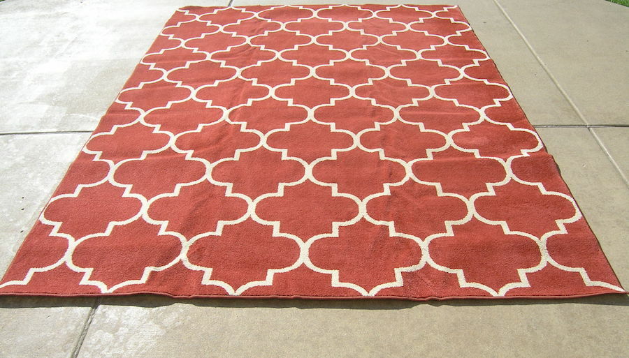 Vintage Orian Rugs William Cherry Red Indoor Outdoor Geometric Area Rug 91×121″