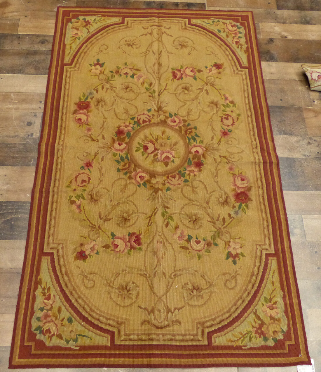 3’x5′ Stunning French Aubusson DESIGN hand knotted wool Needlepoint rug