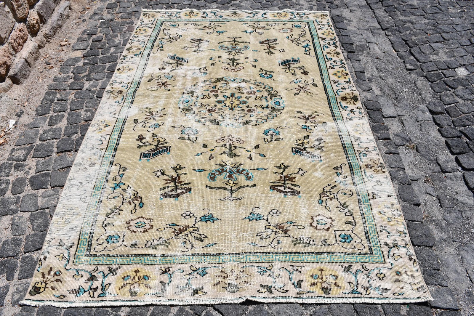 5,3×8,2 ft Vintage Rug, Rug, Blue Southwestern Rug Wool