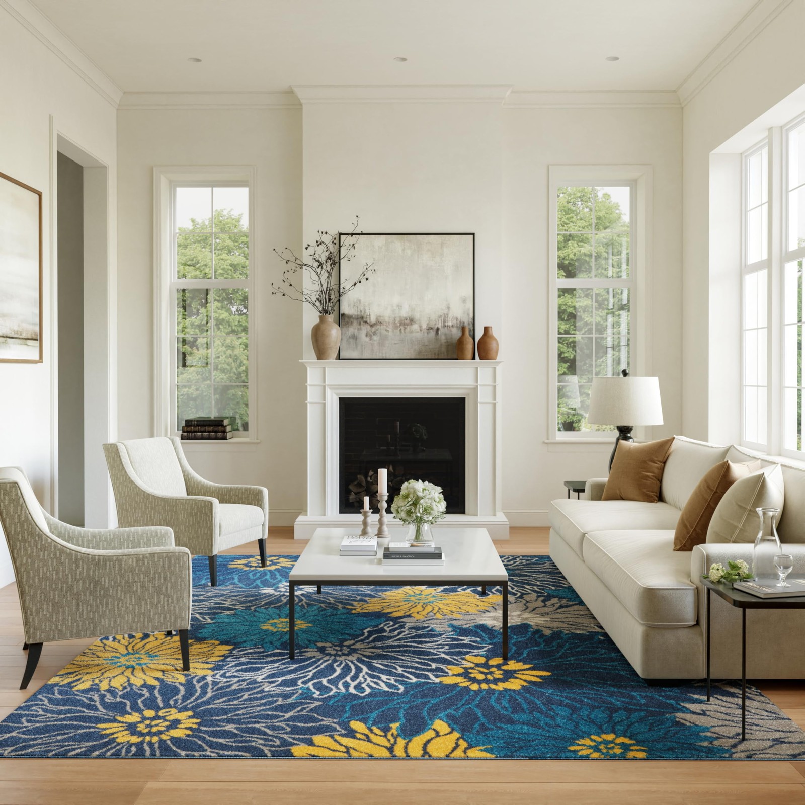 8X10 Blue Area Rug Passion Collection Machine Made Durable Easy Care Polyprop…
