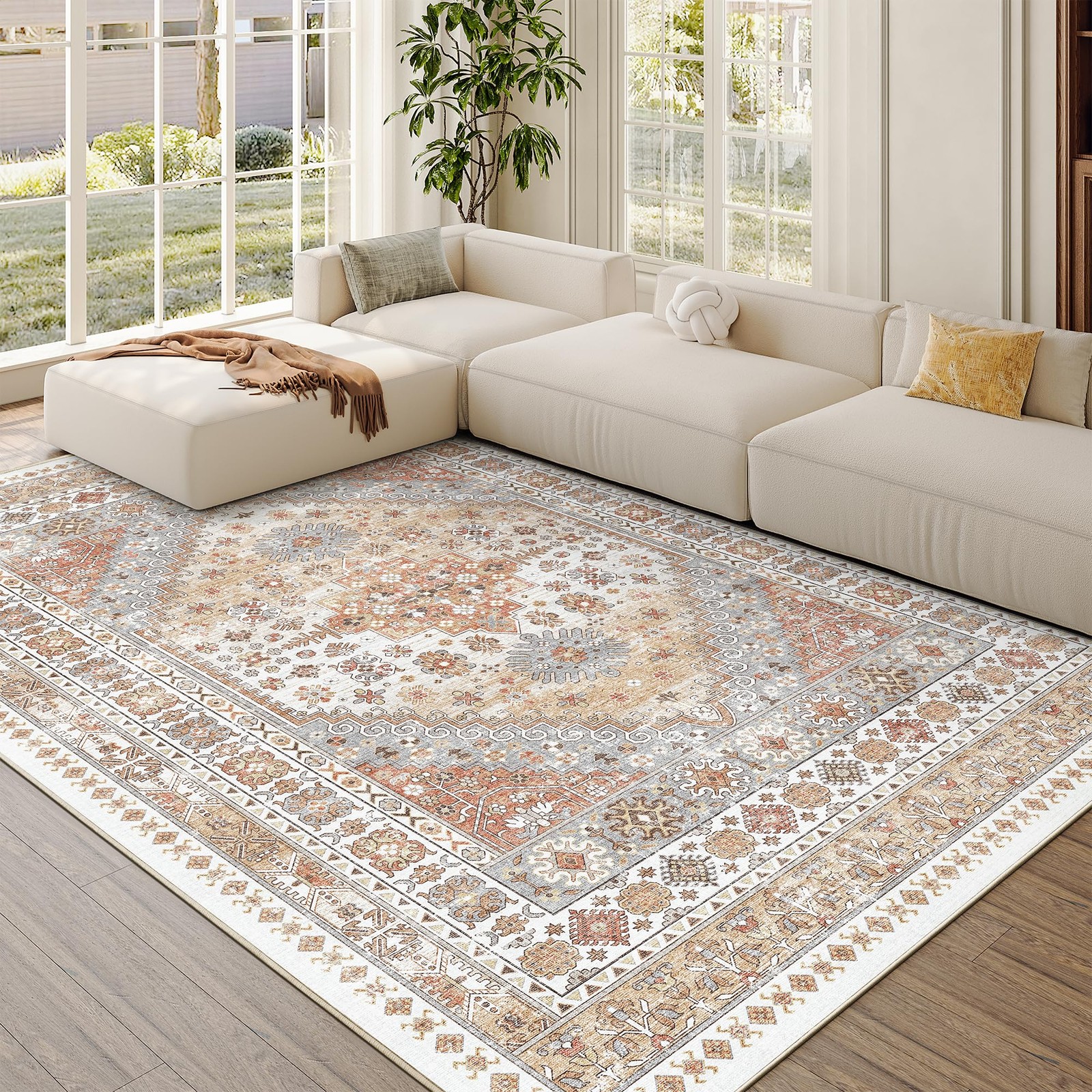 zesthome 5×7 Area Rugs – Ultra-Thin Washble 5′ x 7′ (Rectangular), Orange
