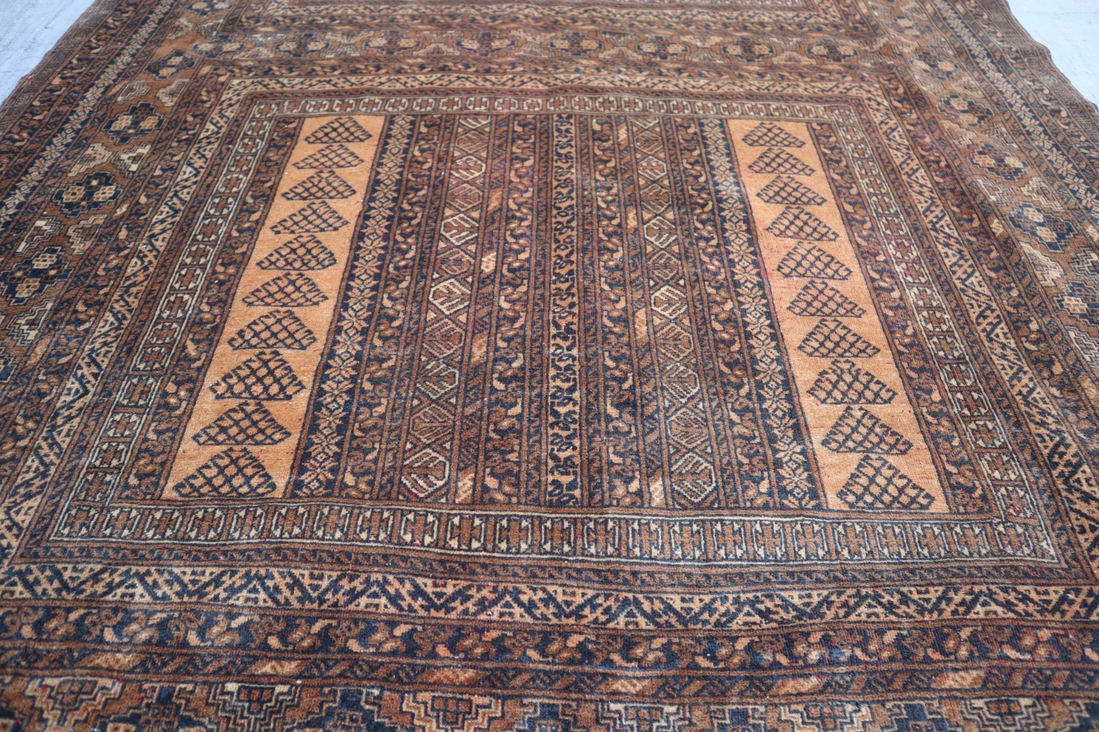 Turkman Parda Rug 5’0x7’4 ft Vintage Rust Red Afghan Handmade Bukhara Tribal Rug