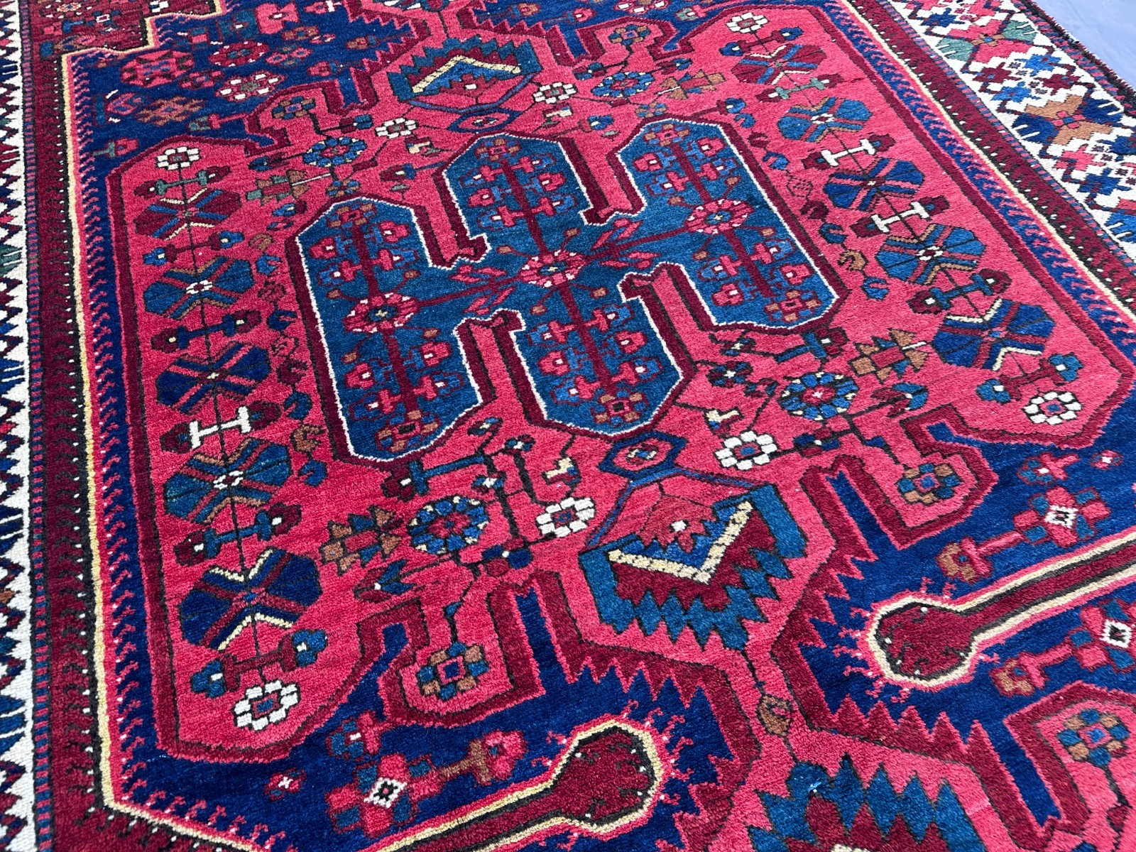 5×10 Vibrant Turkish Wool Rug with Bold Geometric Medallion and Floral Tribal