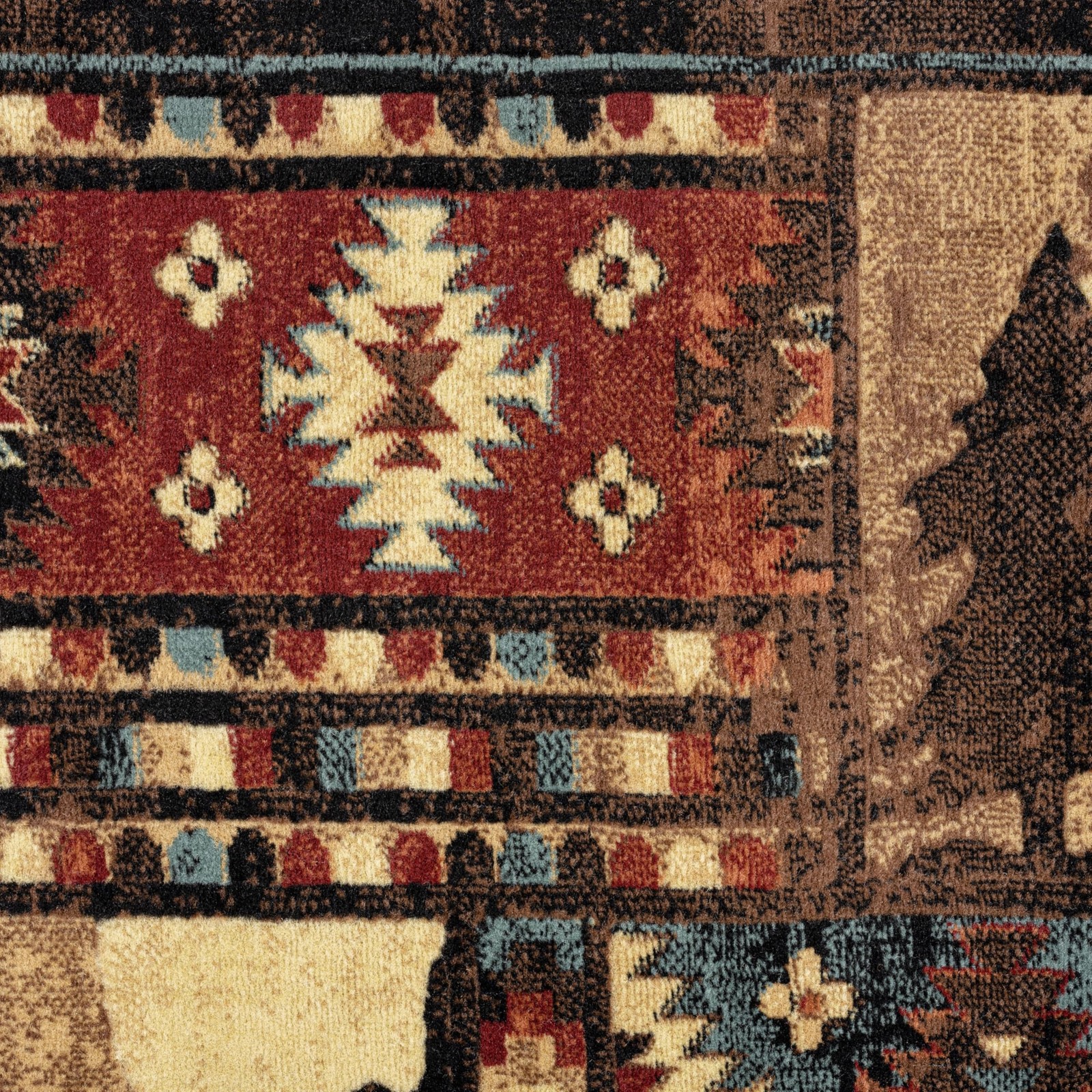 Buffalo Bear Area Rug 1’10″x6’10” Rectangular Brown Red for Living Room Decor