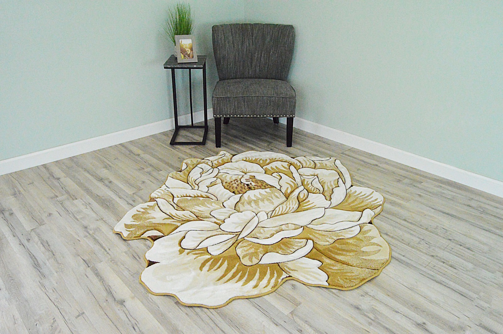 Flowers Hand Carved Floral Rose Novelty Thick Round Rug Design 302