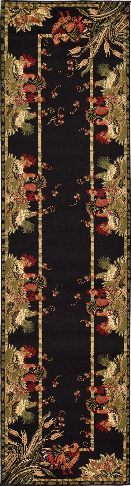 Unique Loom Barnyard Collection French Country Inspired Cottage Rooster Design A