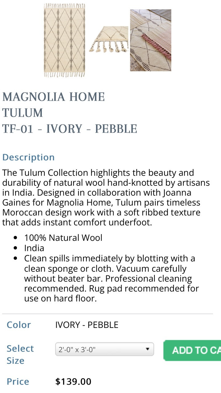 MAGNOLIA HOME TULUM TF-01 Rug 2’ X 3’ – Ivory & Pebble (Brown)