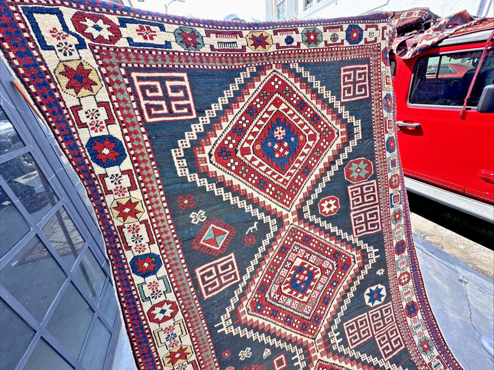 Auth: 19th C Antique Caucasian Rug Asymmetric ART Beauty Blue Green 5×10 NR