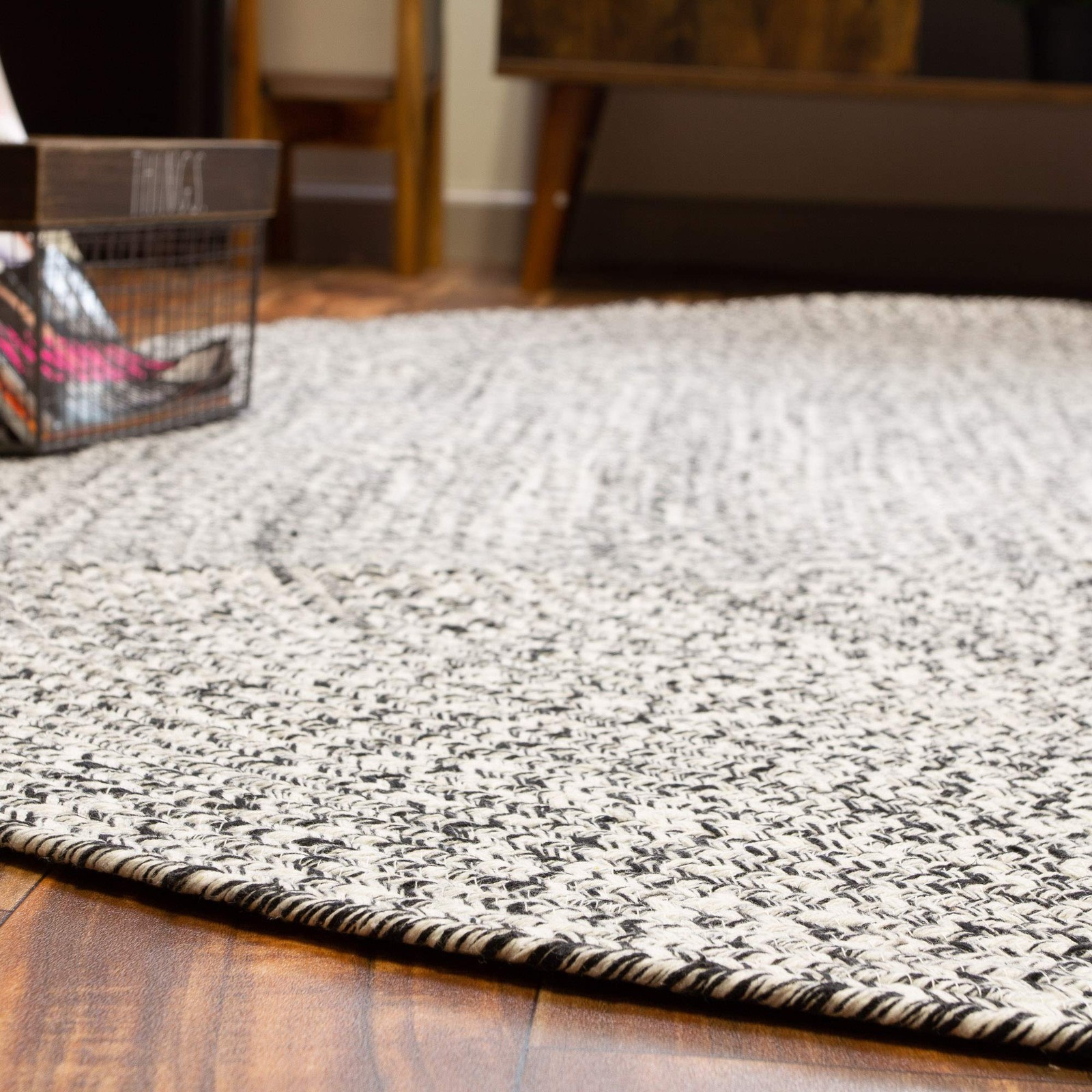 Farmhouse Braided Rug Cotton Kitchen Reversible Carpet, Black & White, 2′ X 3…