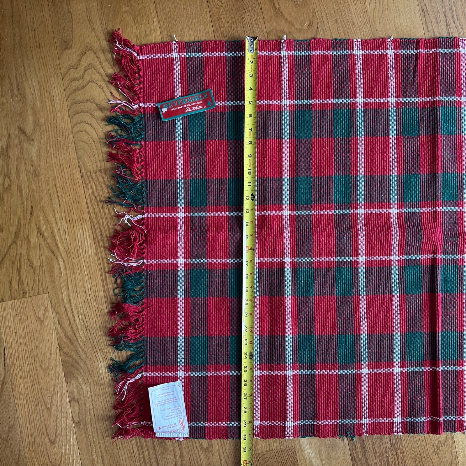 3 Park B Smith Rug 30×48 Handwoven 100% Cotton Red Green Santa’s Plaid Christmas