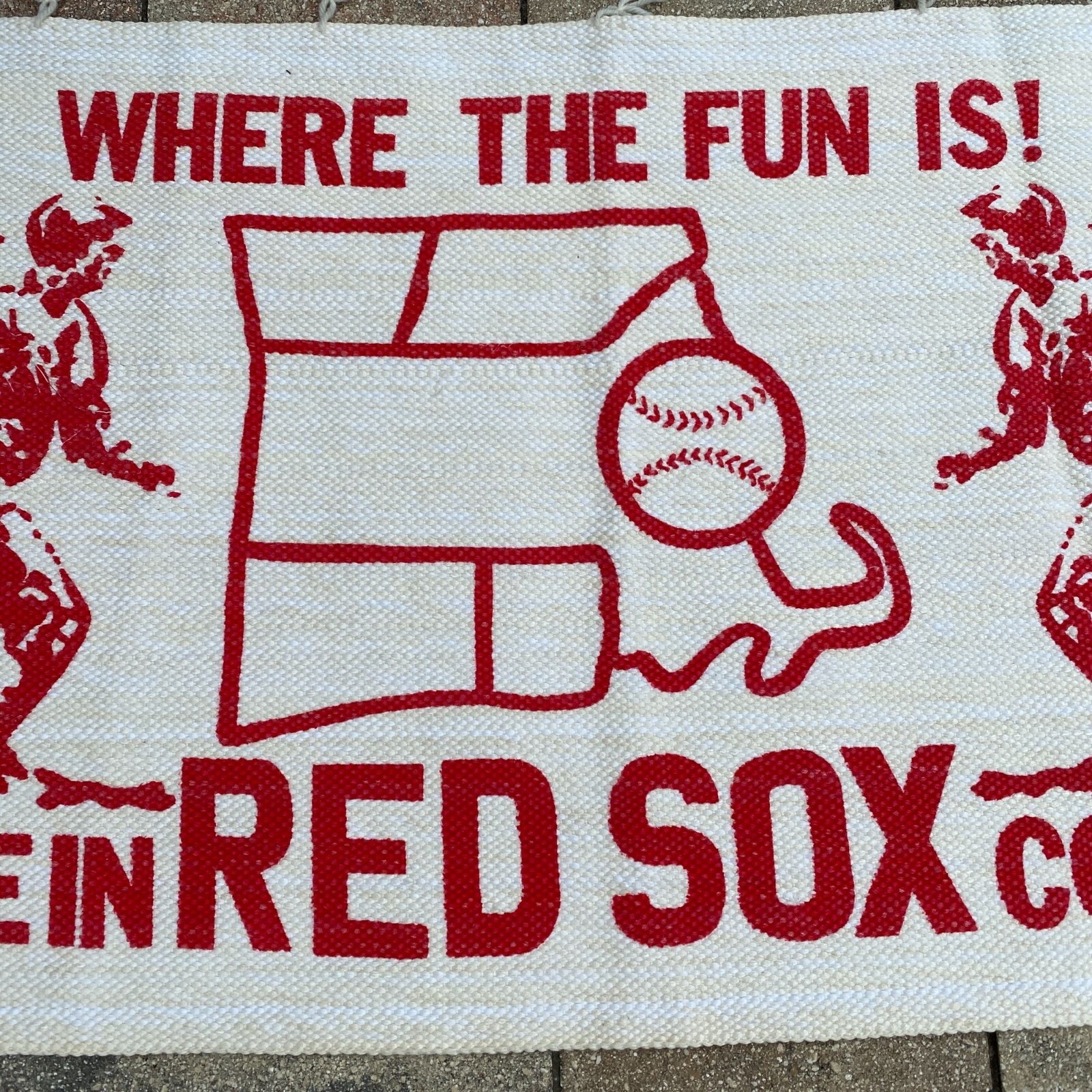 Vintage BOSTON RED SOX RUG Tapestry You’re in Country Baseball Retro 42″ x 22″