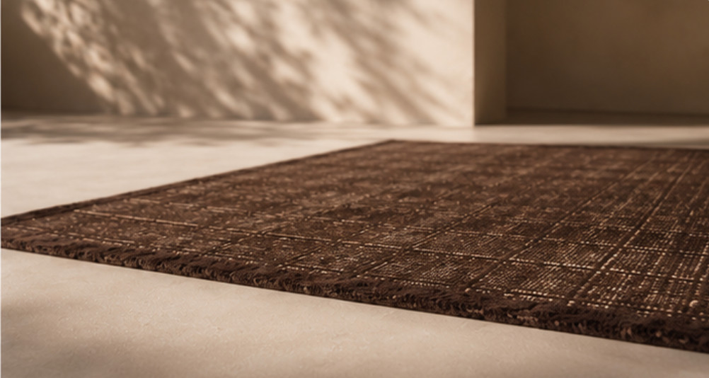 Ralph Lauren Style Chocolate Brown Plaid Wool Mohair Rug 8×10