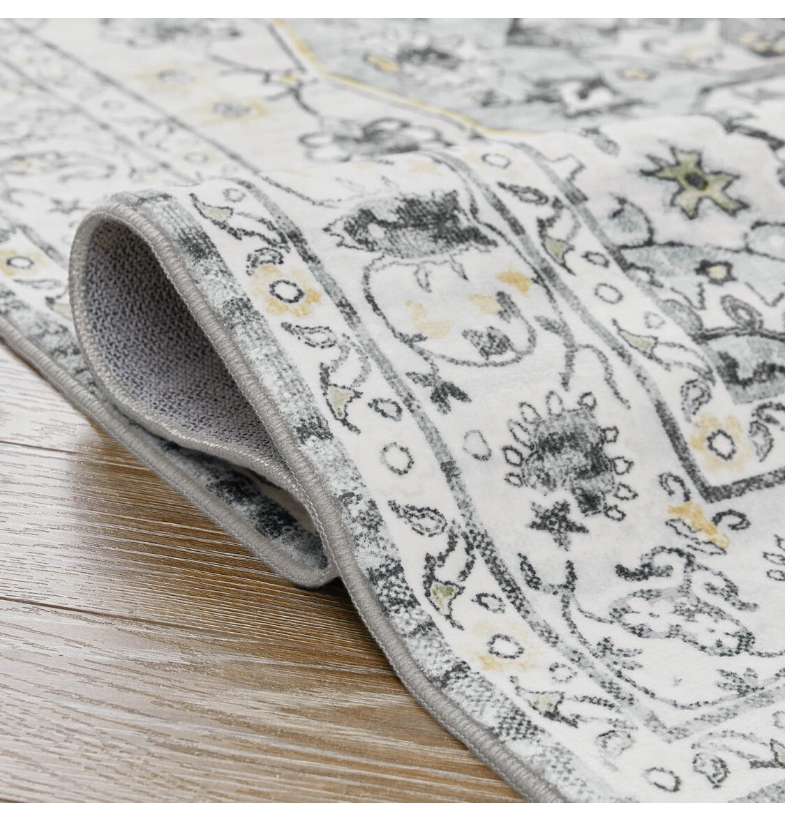 jinchan Area Rug 8×10 Washable Neutral Living Room Non-Slip Rug Vintage Grey