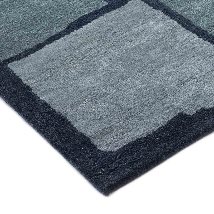 New Hand Tufted Woollen Rug Color Indigo Blue Design Handmade Carpet Area Rug
