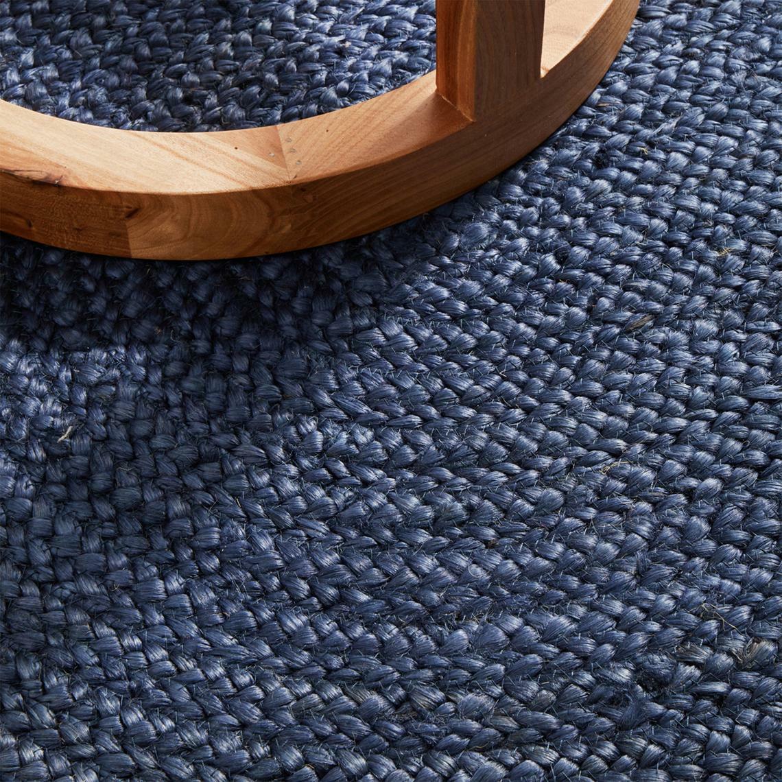 Round Rug Blue Dye Natural Jute Farmhouse Area Rug Hand Woven Carpet