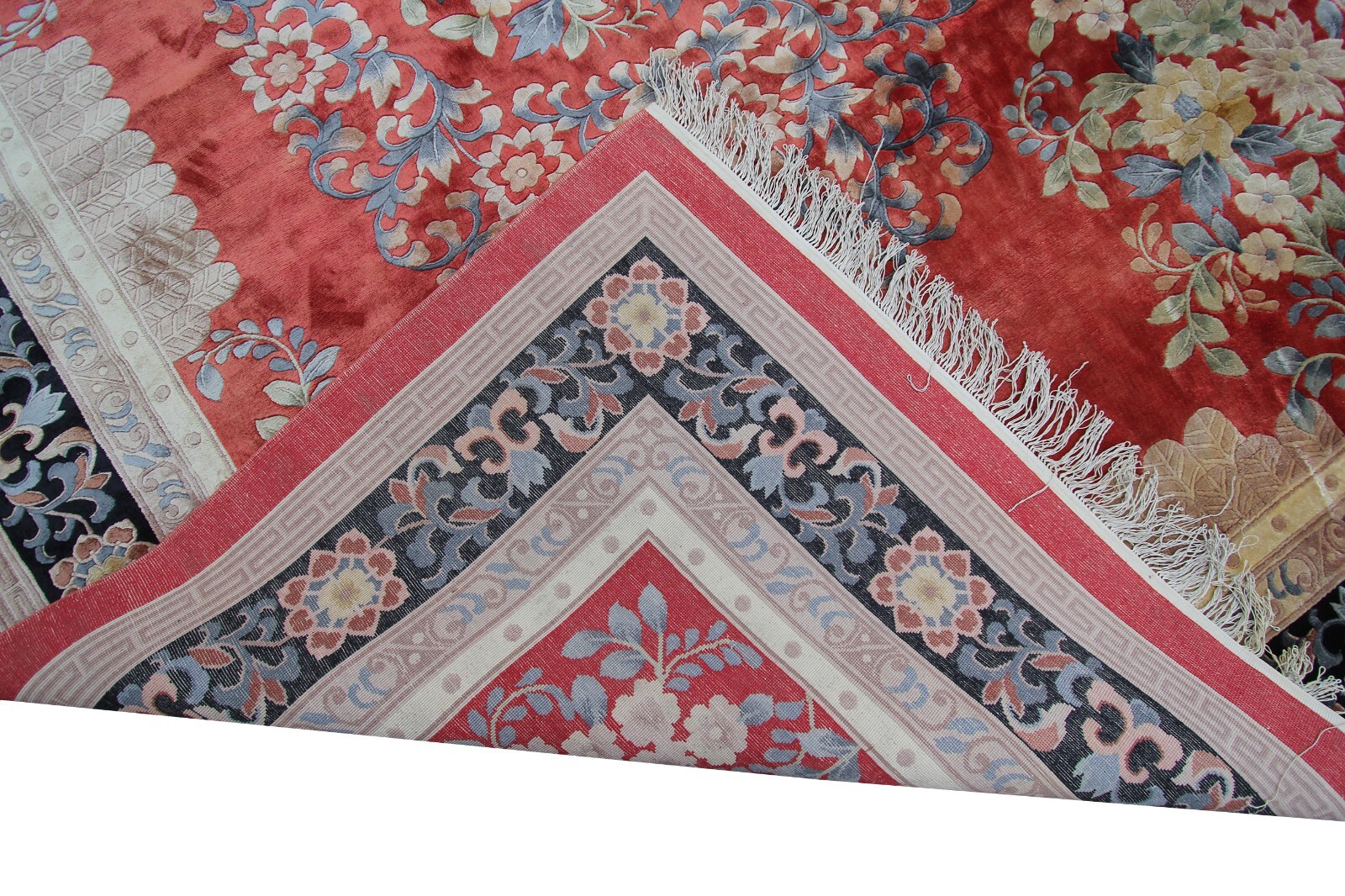 8×11 Rare Vintage Art Deco Chinese Handmade Silk Area Rug Art Nouveau Pink