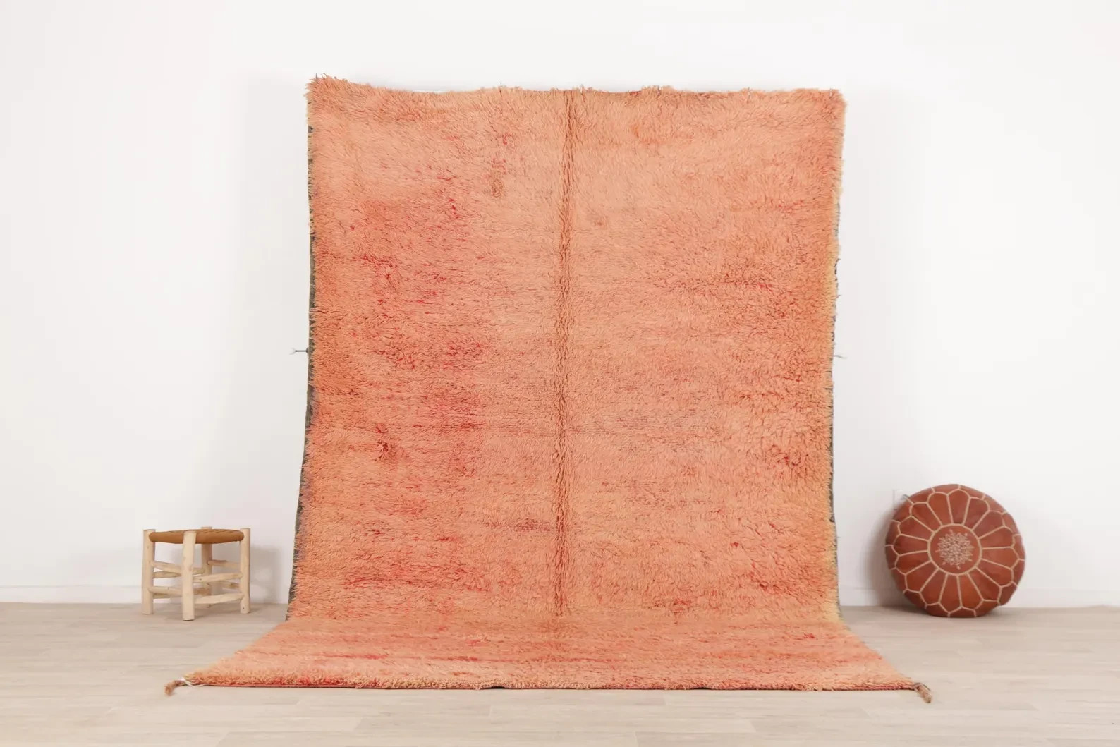 Hand Knotted Color Beige Moroccan Rug Handmade Area Rug Living Room Carpet.
