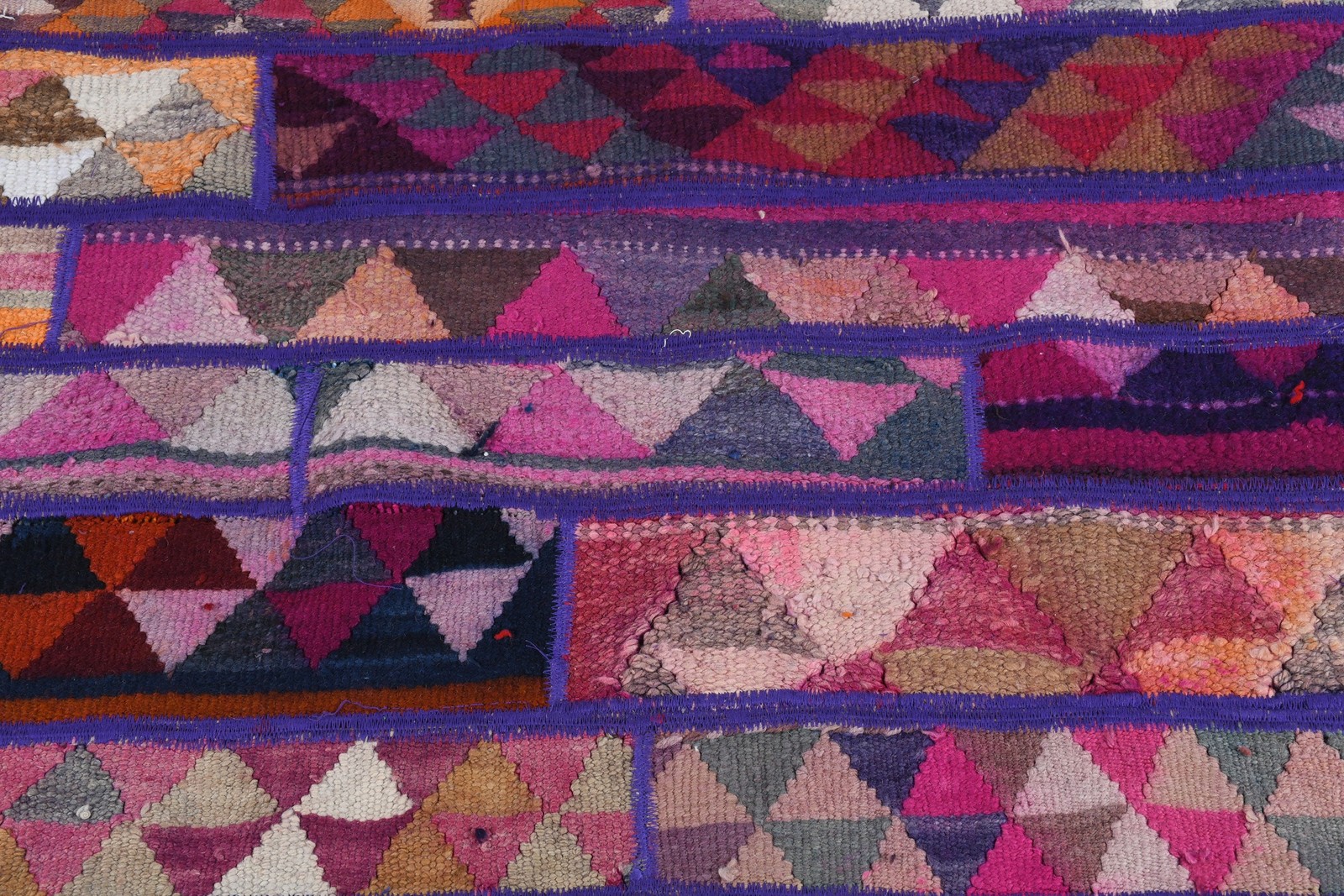 Vintage Turkish Rug, Large 6,8×10,1 ft Rug, Purple Polka dot Wool Rug