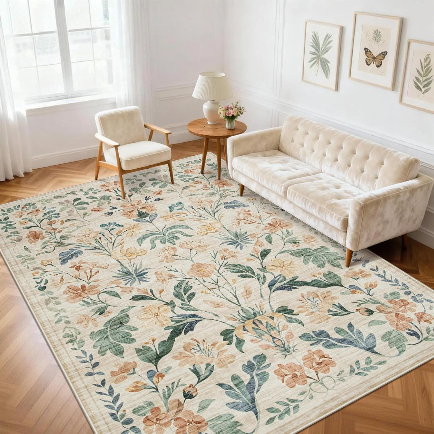 6X9 Area Rugs Washable Rug: Large Boho Living Room Rug Soft Non-Slip Low Pile Ca