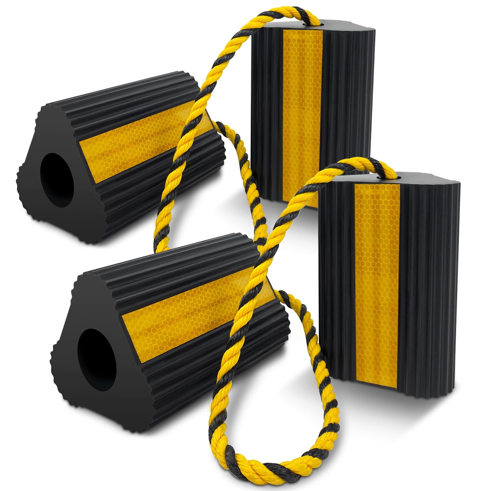 Heavy Duty Rubber Wheel Chocks 2 Pair for RV Trailer Truck Car Aircraft