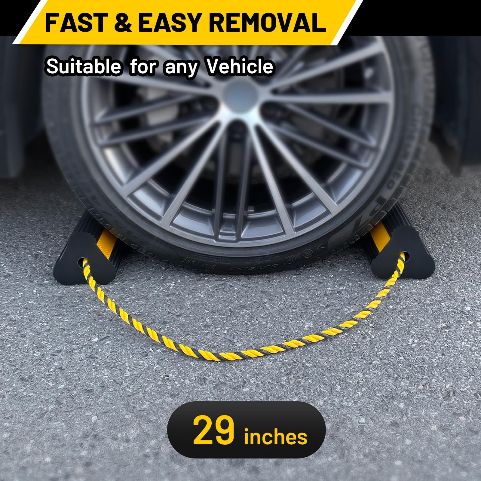 Heavy Duty Rubber Wheel Chocks 2 Pair for RV Trailer Truck Car Aircraft