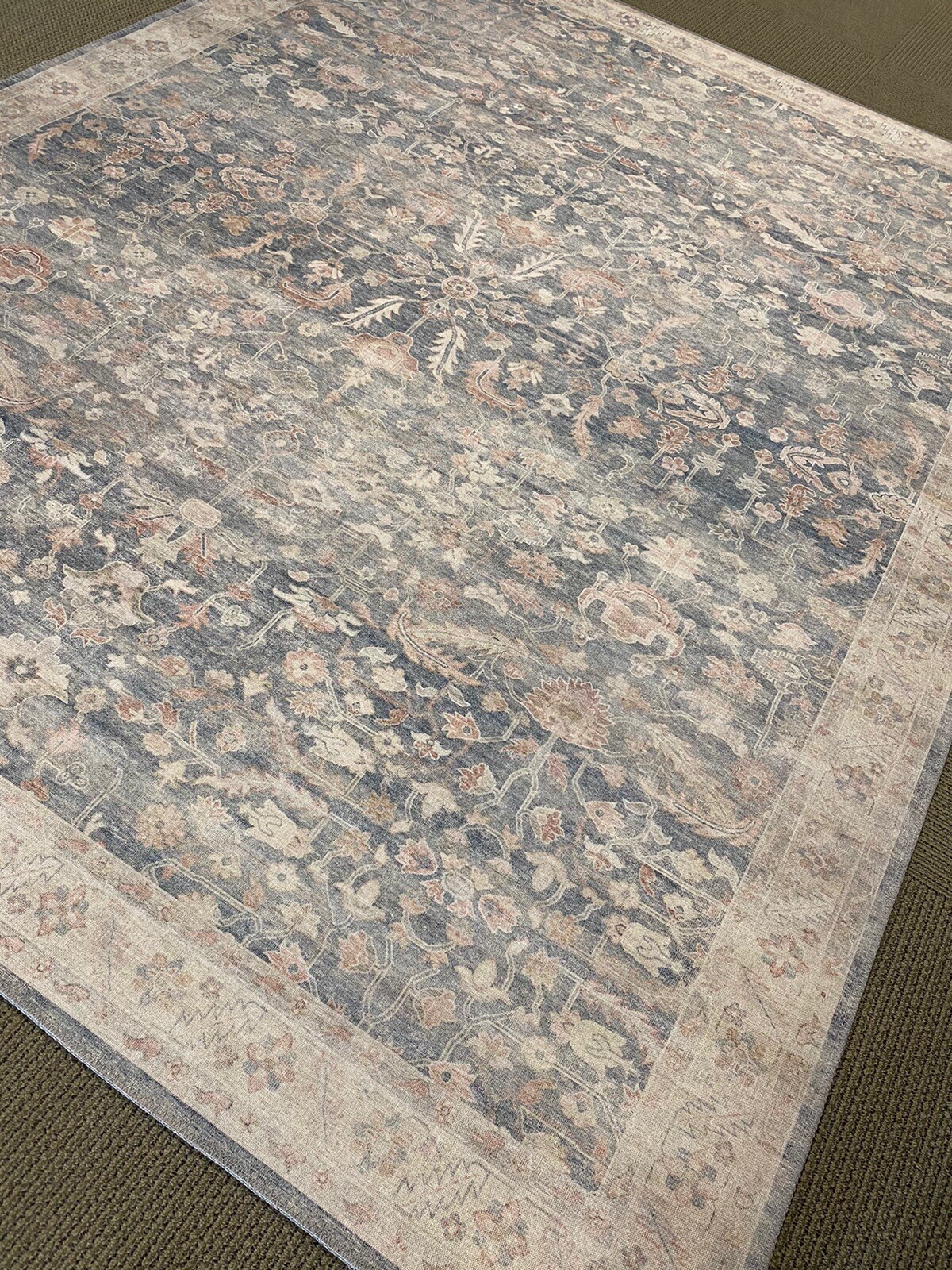 7.06 X 9.06 Ft Elegant Modern Area Rug Pastel Blue Power Loom Muted Blue Fine