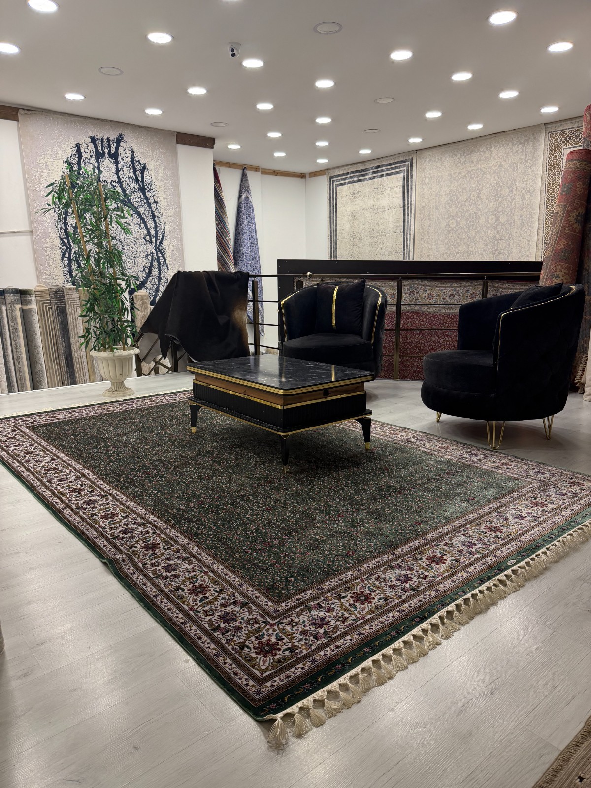 Turkish Silk Rug Green Oriental Floral Area Rug 5×8 7×10 8×11 10×14 ft