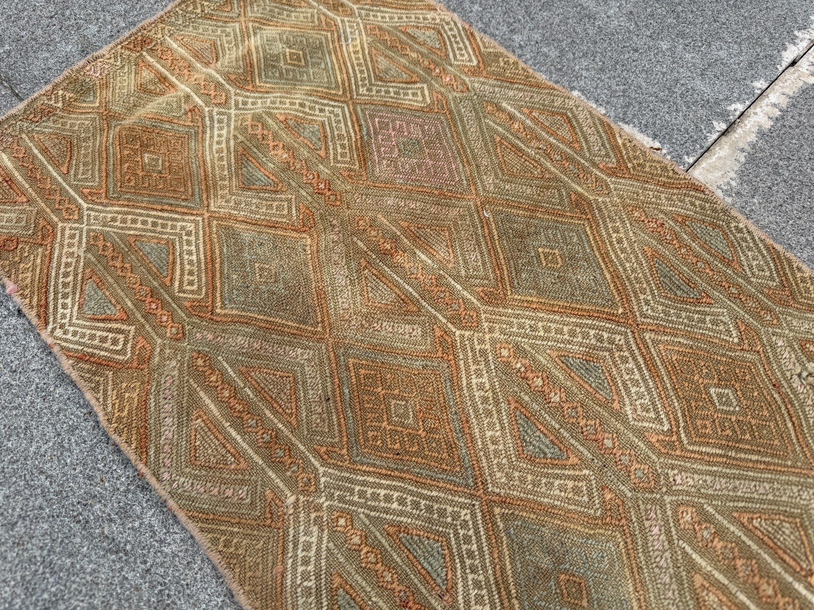 Vintage Turkish Cicim Kilim 1.3×2.2 ft Small Tribal Boho Flatweave Rug