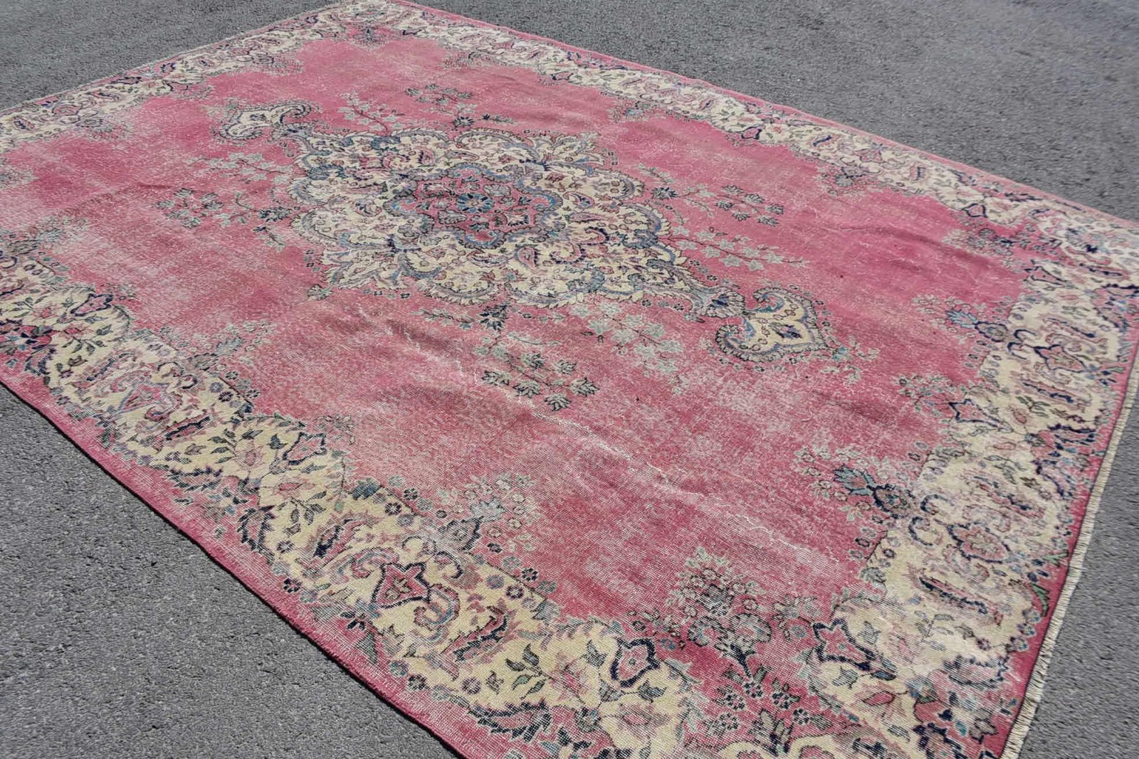 Turkish Vintage Oversize Rug 8,8×12,1 ft (268×370 cm), Red Floral Rug Rug