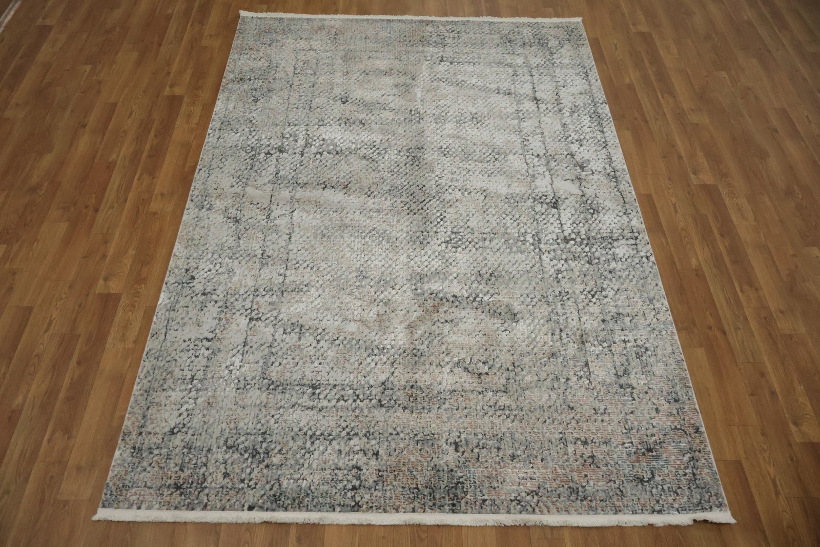 Textured Modern Area Rug 5×8 Ft Contemporary Abstract Gray Turkish Carpet