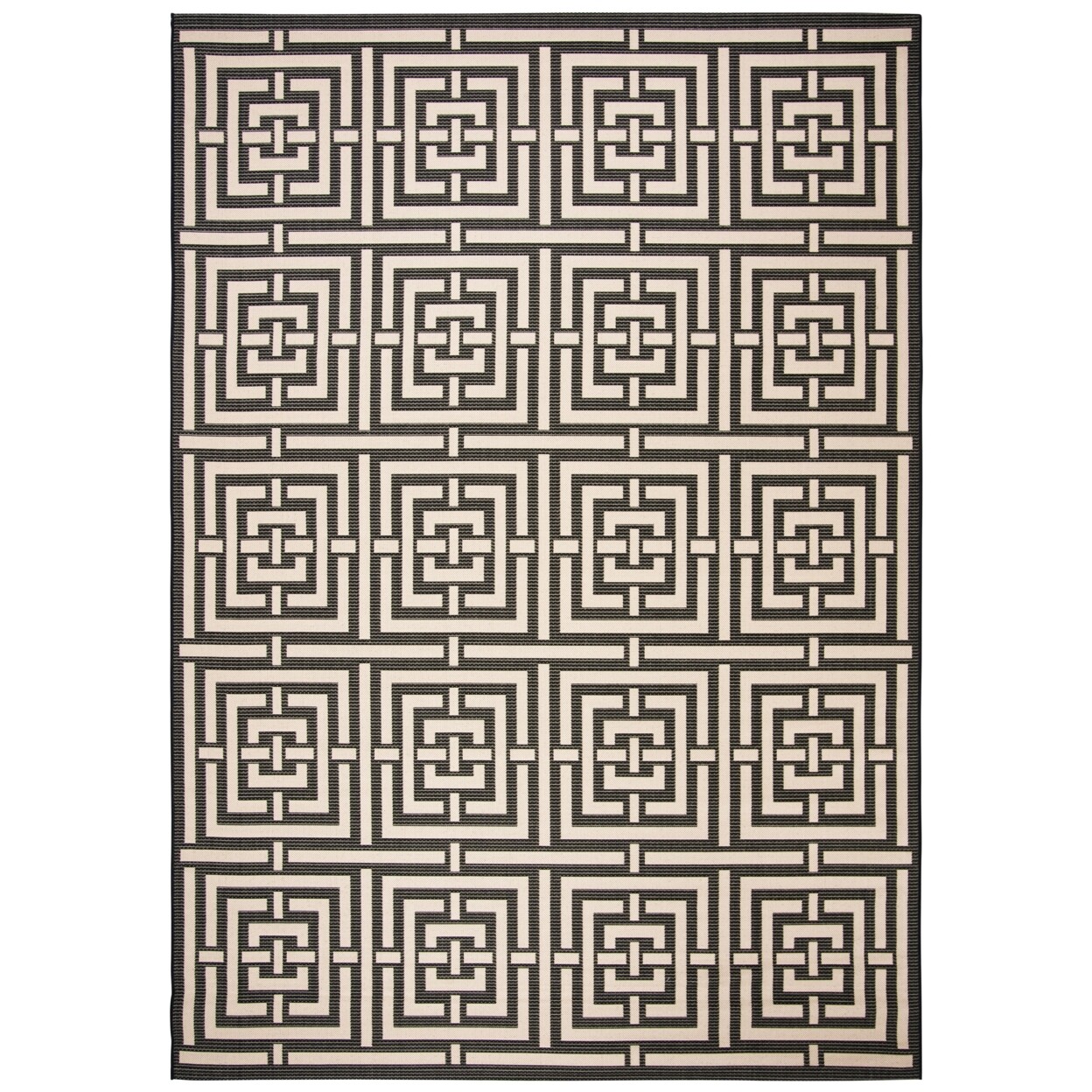 SAFAVIEH Indoor Outdoor CY6937-26 Courtyard Black / Bone Rug