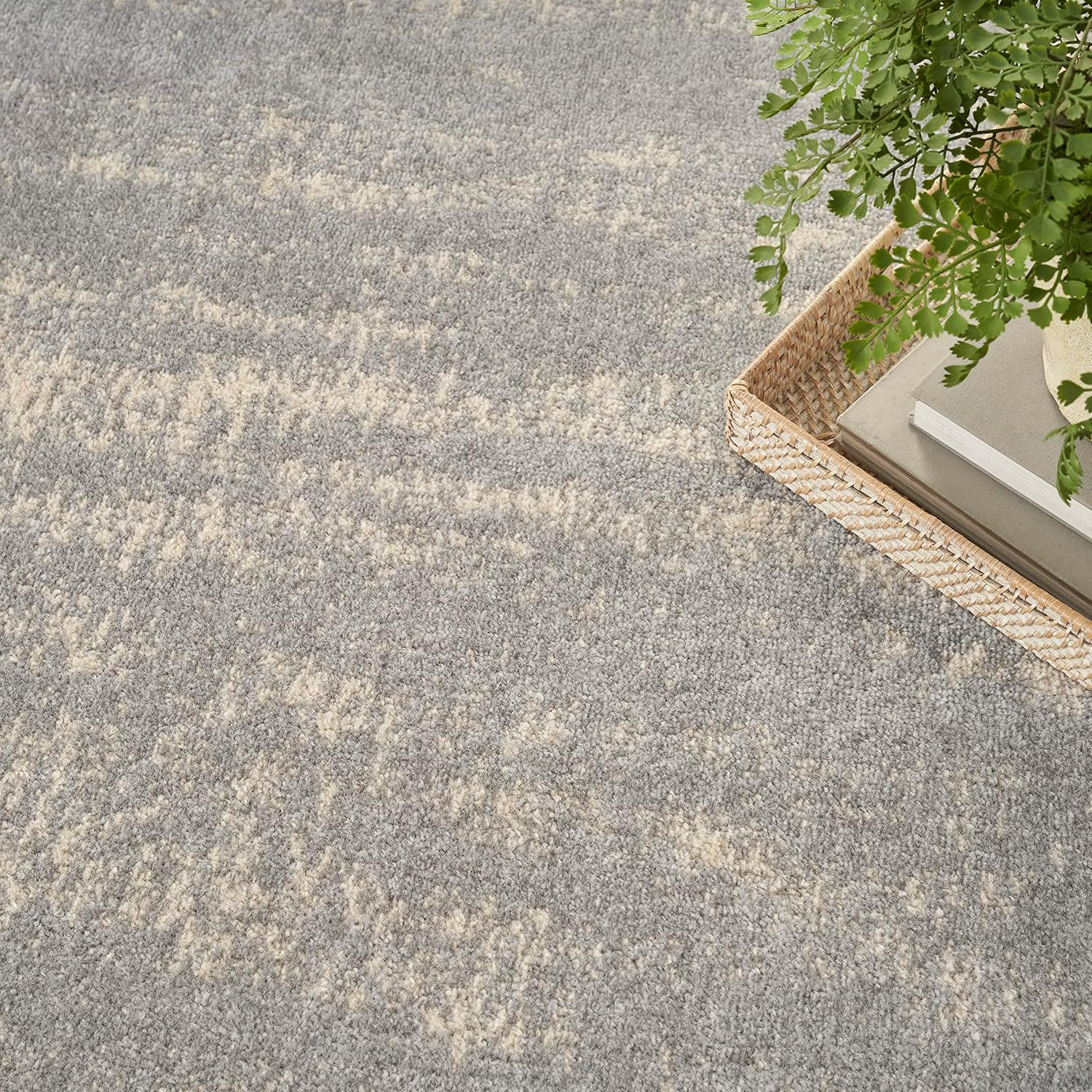 Nourison Home Nourison Essentials Grey Beige 6′ X 9′ Area Rug – Easy Clean, Non