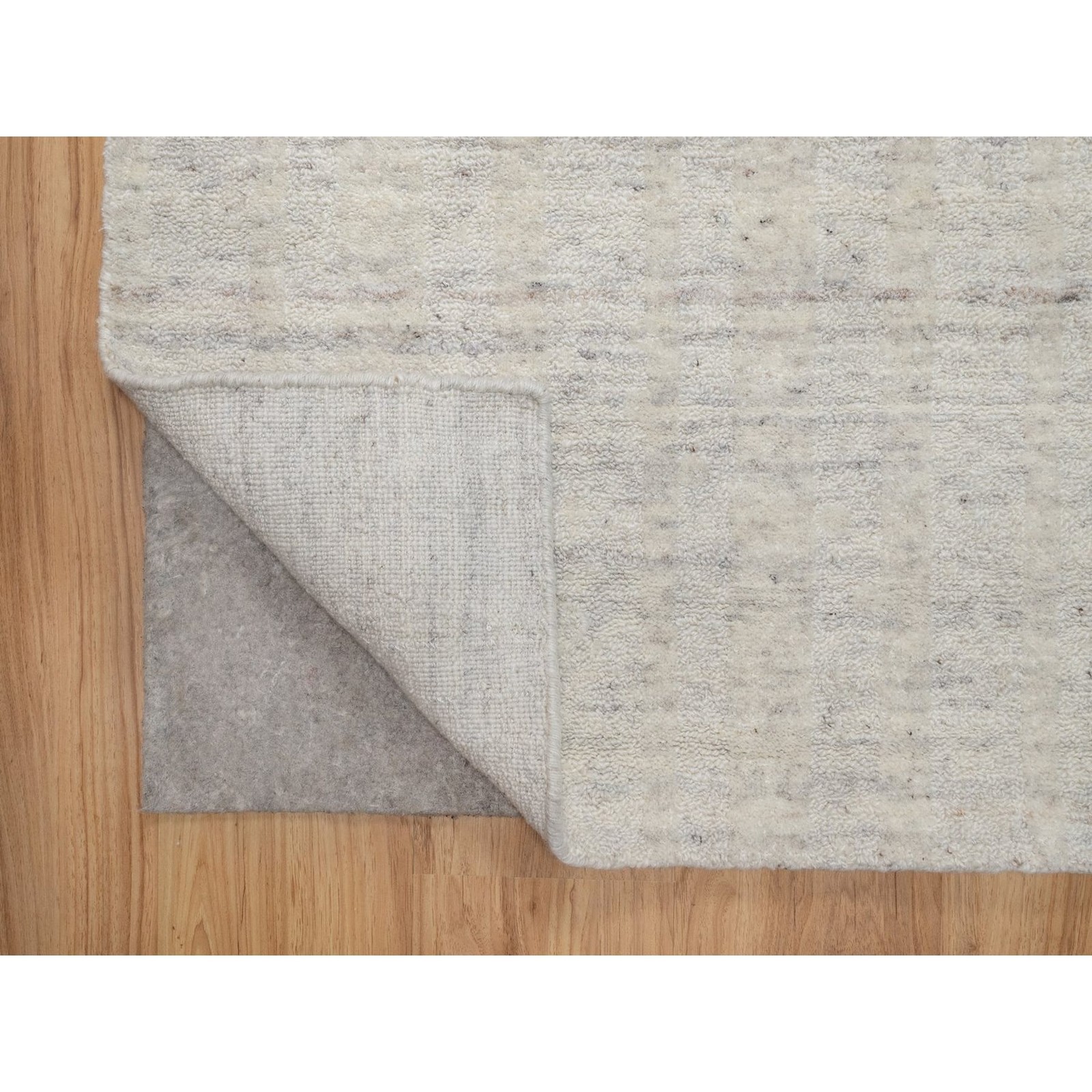 2’6″x12′ Ivory Vertical Stripe Design Hand Loomed Natural Wool Runner Rug R91669