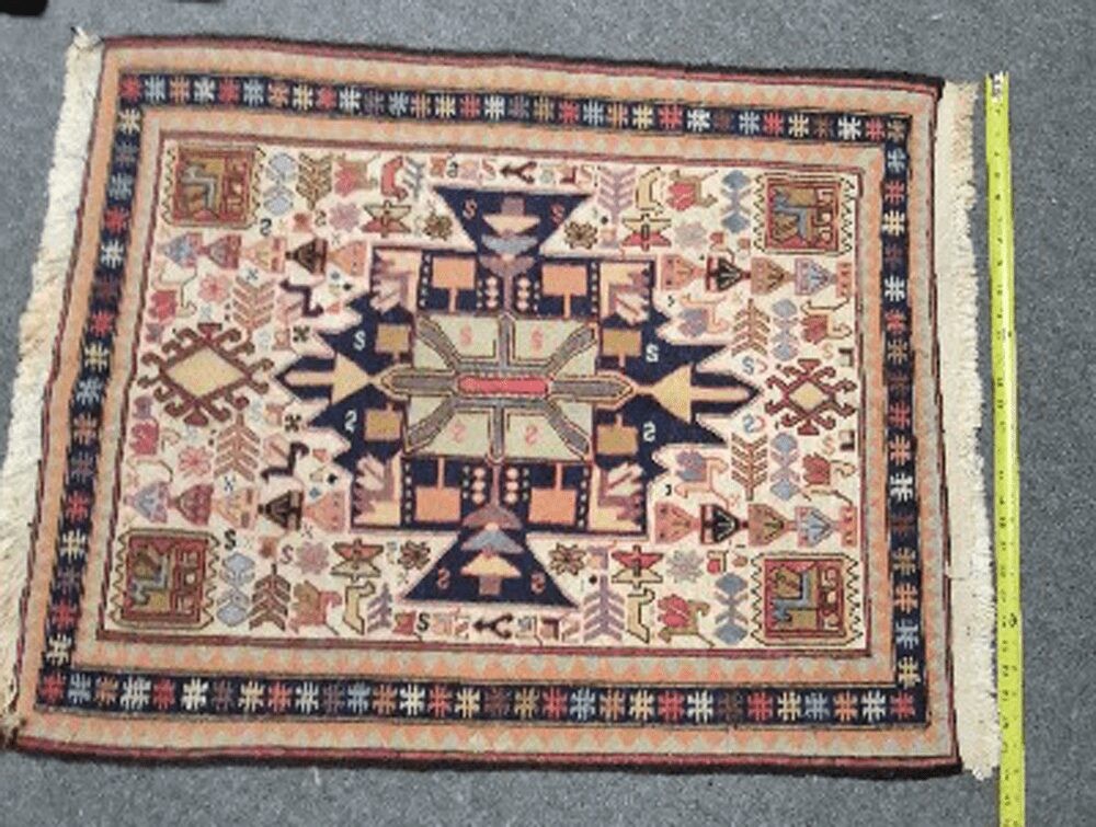 Vintage Afghan Soumak Rug Flatweave Handmade Pictorial Animal Geometric Accen…