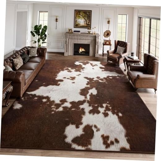 Cow Print Rugs for Living Room, 4×6 Soft Faux Animal Cowhide Area Rug,