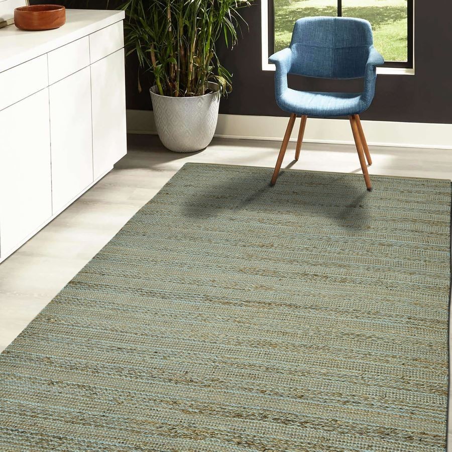 Vintage Handwoven Jute Kilim Rug 8×10 – Modern Abstract Rug for Living Room