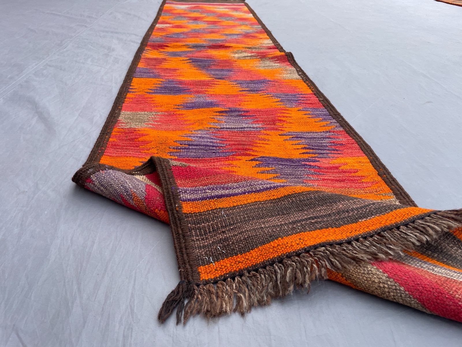 1’7 x 8 Ft Colorful Ghalmori Kilim Runner – Hallway Runner Boho Style Flatweave
