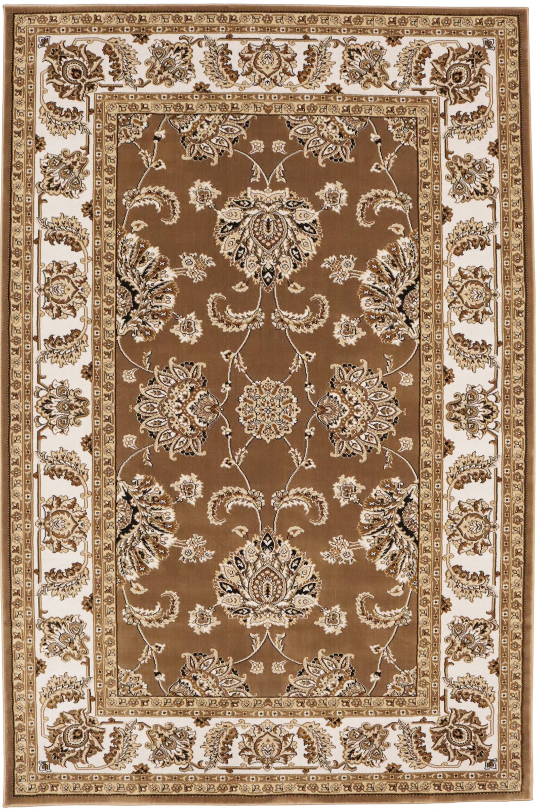 Machine-Made Oriental Rug Brown 5X8 Floral Classic Vintage Style Decor Carpet