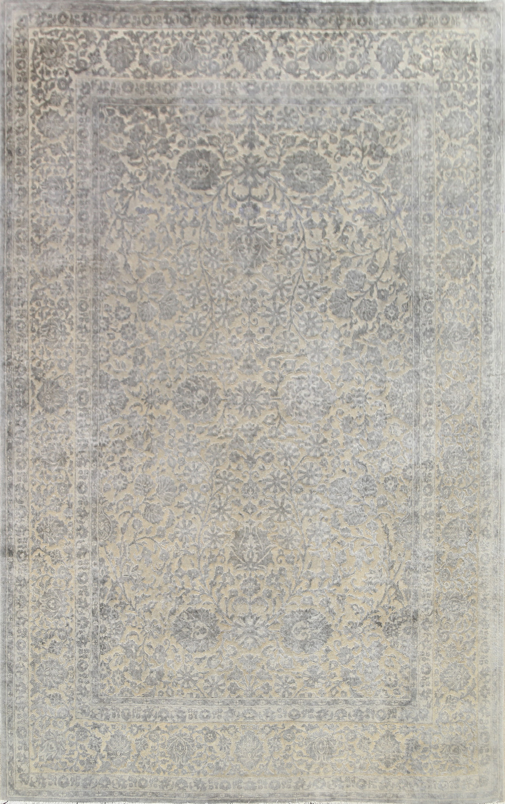 Vegetable Dye Grey / Silver Carved Peshawar Chobi Rug 8×12 Ft Traditional Carpet