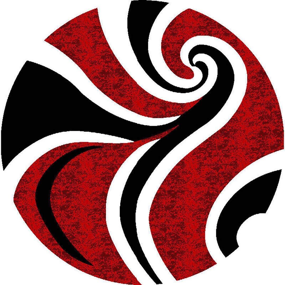 Premium Carved Modern Contemporary Abstract Rug 327 Red 5’3”x7’6”