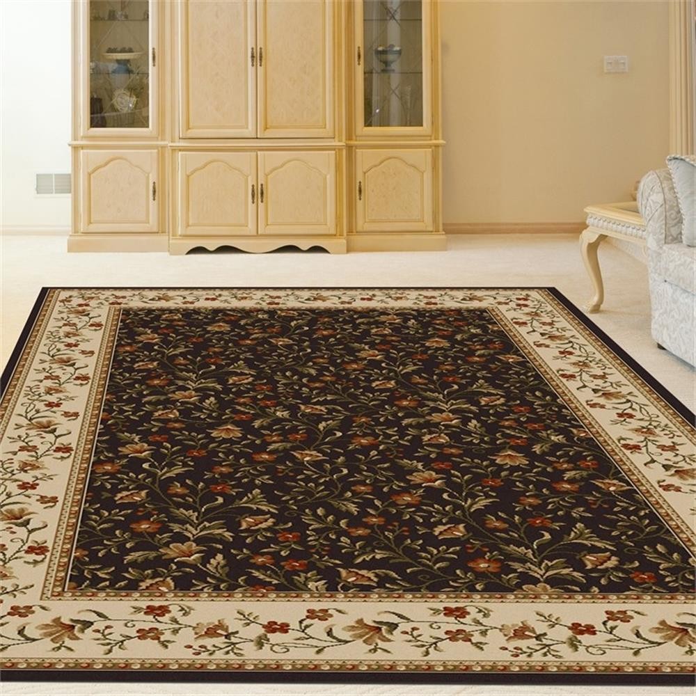 Pemberly Row Traditional 5’5″ x 7’7″ Rectangular Fabric Rug in Brown