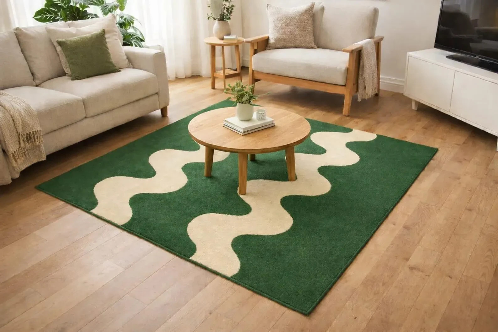 Hand-Tufted Wool Rug – Retro Abstract Sculptural Design Rug Handmade Carpet.