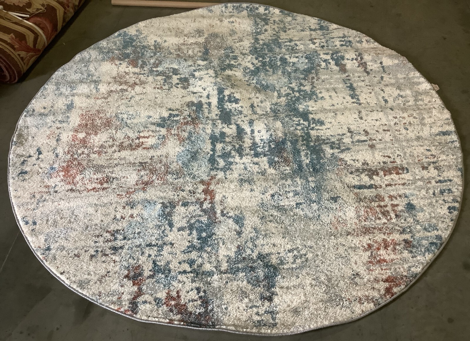 IVORY / DARK BLUE 6′-7″ x 6′-7″ Flaw in Rug, Reduced Price 1172675199 TUL232C-7R